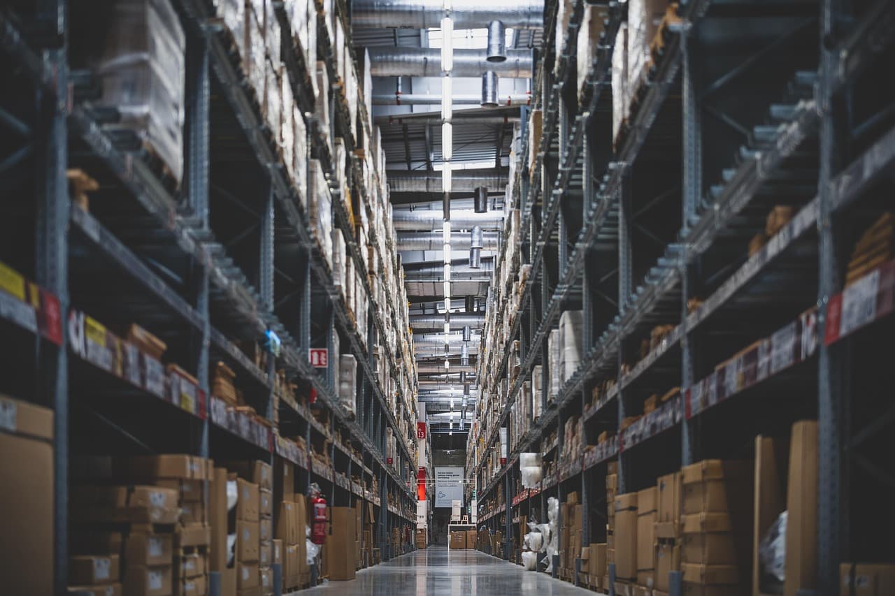 Stocked warehouse with organized inventory